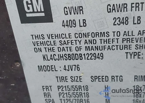 2013 Buick Encore Premium из США, поврежденный, VIN KL4CJHSB0DB122949